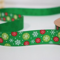 리본벨리 크리스마스주자골직리본, 눈꽃송이(초록)