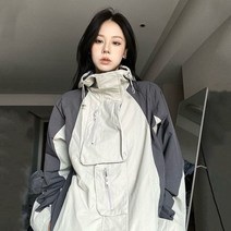 여성 후드 코트 핸드메이드 숏 하프 롱 반 알파카 houzhou 빈티지 아웃 도어 자켓 y2k streetwear 방수 대형 가을 하라주쿠 윈드 브레이커 한국 패션