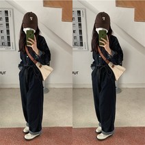 생지 흑청 블랙 루즈핏 데님 청 점프수트