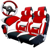 카월드 자동차 사계절 리무진 시트커버 오리온팩 (운전석+조수석시트2p+팔쿠션+핸들+기어커버), 15)레드화이트, 1세트