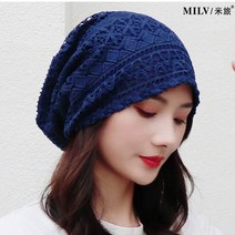 귀달이 털 모자 여성용 레이스 꽃 스컬리 헤드 스카프 얇은 최신 비니 여름