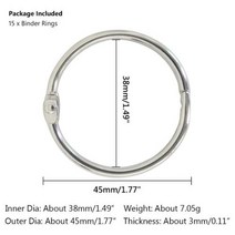 사무용제본기 학교제본기 관공서제본기 문구점 인쇄 카피 금속 느슨한 잎 바인더 링 책 농구 DIY 앨범 학교, 05 15Pcs 45mm