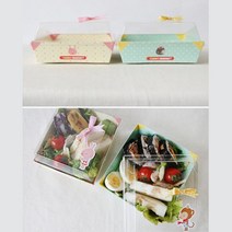 정사각 플라스틱 어린이간식포장 4개 도시락용기, 상세페이지참조