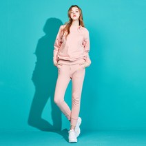 [아키클래식] 여성 트레이닝복 세트 아이콘로고 맨투맨 + 조거팬츠 / 베이비핑크