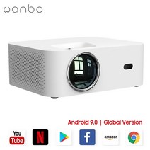 캠핑 빔프로젝터 휴대용 Wanbo x1 pro 프로젝터 mtk 안정적인 성능키스톤 보정홈 시어터가있는 안드로이드 9.0 wifi 1080p lcd 투명 프로젝션, 01 Global Version