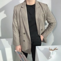 웨스트 체크 더블 자켓 블레이저