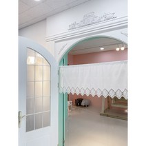 프렌치 자수 로즈 화이트 바란스 거실바란스 롱바란스