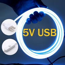 LED 네온플렉스 줄조명 USB 전원 DC 5V 유연한 네온 등 2835 120LED/m 리본 LED 스트립 빛 방수 사인 라이, 08 Ice blue_05 4 메터