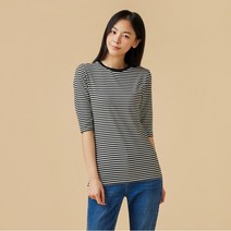 [JAJU/자주] 여 슬림핏 반팔 티셔츠_오프 화이트