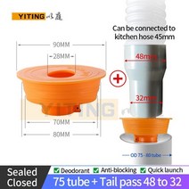 수도용pe관 농업용 배수로관 부속 커넥터 16mm 20mm 50mm Yiting 하부 수도관 플러그 50 튜브 75 튜브 실리콘 씰 탈취제, 연노랑