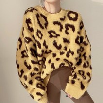 메이킹유 스웨터 라운드넥 호피무늬 루즈핏 H3095베뉴니트