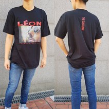 더재클린 빅사이즈반팔티셔츠 캐주얼프린트티 코디하기좋은 남여공용 오버핏라운드티 커플 반팔/LEON2-FR