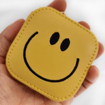 예쁜 마카롱 사각 스마일 동전지갑키링 (옐로우)
