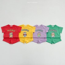 아동 유아 키즈 남아 여아 여름 곰돌이 반팔 티셔츠 반바지 상하세트 어린이집 등원룩 등원복 남매룩 자매룩 형제룩 쌍둥이룩 커플룩 상하복 세트 여름옷 코디
