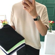 놈시크 남자 오버핏 여름 니트 소프트 반팔 티셔츠 6컬러