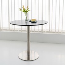 지엠퍼니처 스피넬 X 미드센츄리 모던 화이트 원형 식탁 테이블 (1~2인용), 01. 블랙 600 (FW상판 슬림원반실버)
