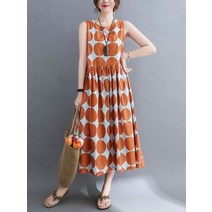 여성 빈티지 폴카 도트 롱 2022 new casual cotton de 원피스 214