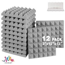 음향사운드디퓨저 판넬 방음재 베이스트랩 스피커흡음판 흡음 방음 103821, High Density_12 Pcs With Tapes, Grey