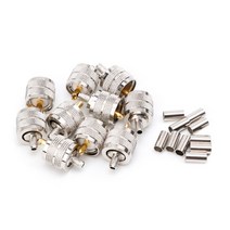 10pcs UHF 수컷 PL259 플러그 크림프 RG58/142 LMR195 RG400 나사 커플 링 커넥터, 은, 01 Silver