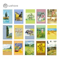 WEHAVE 세계 명화 그림엽서 세트 고흐 마티스 모네 피카소 외 인테리어엽서, 1세트, 명화엽서세트(고흐 A) + 모란디 원형스티커