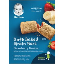 거버 아기과자 아이간식 곡물바 12개월+ 딸기 바나나 8개 각 19g Soft Baked Grain Bars