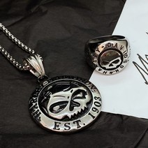 노이드비 써지컬스틸 할리데이비슨 원형해골 목걸이반지세트