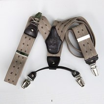 정성잡화점 남여 공용 베이지 도트 패턴 고급 서스펜더 멜빵