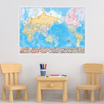 2022 세계지도 107x77cm 나라별국기 어린이 교육 전세계 여행 전도 월드맵 글로벌