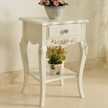 화이트엔틱콘솔 레트로하우스현관앞 폭좁은 엔틱 가구 장식장, 금장 40x35 높이 60 (아이보리)