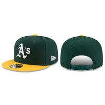 MLB - Oakland Athletics 9FIFTY 조절가능한 Snap-Back 뉴에라 캡 - Green/Yellow