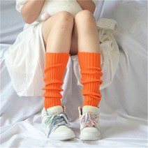 레그워머 캔디 컬러 달콤한 소녀 레그 워머 니트 발 커버 여성 단색 가을 겨울 세련된 탄성 긴 튜브 양말