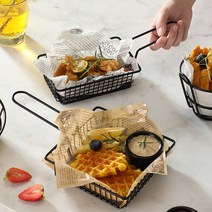 카페 철제 빵 바구니 5p 와이어 바스켓, 블랙 사각 얕은 바구니