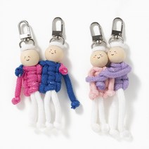 마크라메 인형(2개) diy 실 매듭 만들기 재료 키트 공예 체험 초등 교구 놀이 취미 세트 소근육발달 키링 고리 클래스, 마크라메 인형키링(파스텔)
