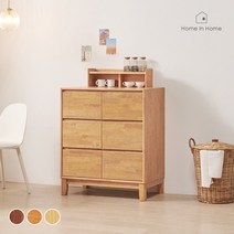 홈인홈 세컨하우스 순원목 미닛선반 6서랍 수납장 세트800 D_J238, 오렌지우드
