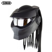 오토바이 헬멧 배달 레트로 어반 멜론 루비 경량 오픈 프레데터 할리 레트로 SM958, XL, 블랙&화이트행성