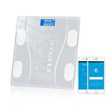 블루투스 LCD 디지털 체중계 BMI 욕실 저울 스마트 전자 체형 구성 분석기, 05 White, 한개옵션1