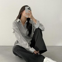 여성용 오버핏 내츄럴 파스텔 셔츠 4color