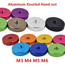 10/5pcs M3 M4 M5 M6 핸드 너트 널링 알루미늄 엄지 조이기, 01 Red, 02 M4  10pcs
