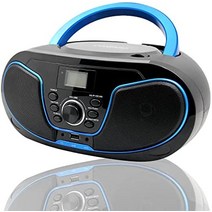 cd 플레이어 bluetooth FM 라디오 블루투스 USBAUX 입력 헤드폰 잭 LCD 디스플레이 휴대용 컴팩트 소형 어학 학습, [02] 黑