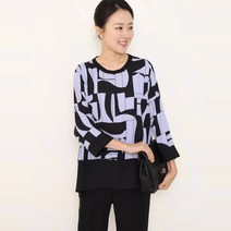 마담센스 막스미 라운드 블라우스 MT9348 미시 캐주얼룩 빅사이즈 블라우스 엄마옷