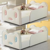 안전가드 여아 남아 키즈 침대 (방수커버토퍼o) 아이들 아기용 주니어 가구, 핑크