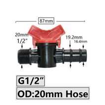 가든/정원 4/8/10/12/16/20/25mm 호스 바브 미니 밸브 가든 탭 커넥터 1/2 3/4 인치 나사 드립 관개 시스템 피팅 포함, [06] F