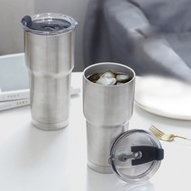 1리터텀블러 벤티 대용량 보온 보냉 스테인레스 차량용 텀블러, 대용량텀블러 실버
