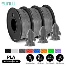 SUNLU-3 롤 PLA 3D 필라멘트 1.75MM FDM 프린터 250G 미니 스풀 더 많은 색상 무취 무독성 친환경 3D 펜 사용, Grey Grey Grey