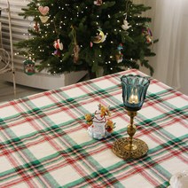 (제작가능)크리스마스 스노우 체크 기모 테이블보/식탁보, 직2인(100x130)