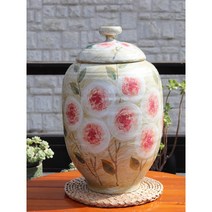 고급 쌀독 도자기 쌀통 쌀보관통 소금항아리 10kg 20kg, 10kg 항아리 + 짚매트