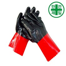 PVC장갑 HM-두꺼비 (흑/적-10켤레) 장갑 안전장갑 공업용 고무 코팅장갑, P33(33cm)-10켤레