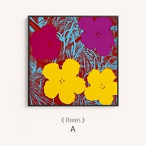Andy Warhol 앤디워홀 팝아트 인테리어 장식 플라워 페인팅 그림 액자, 화이트 프레임