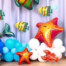 [파티지] 물고기풍선 모음 / 문어 상어 고래 바다 풍선 인어 꽃게, SE_C_라텍스풍선 20개 (하늘10+화이트10)