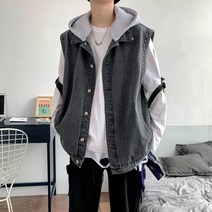 남성조끼 커플 오버핏 멋 야상 패션 나시 점퍼 후드 데님 뉴타임즈 C23 W779U347